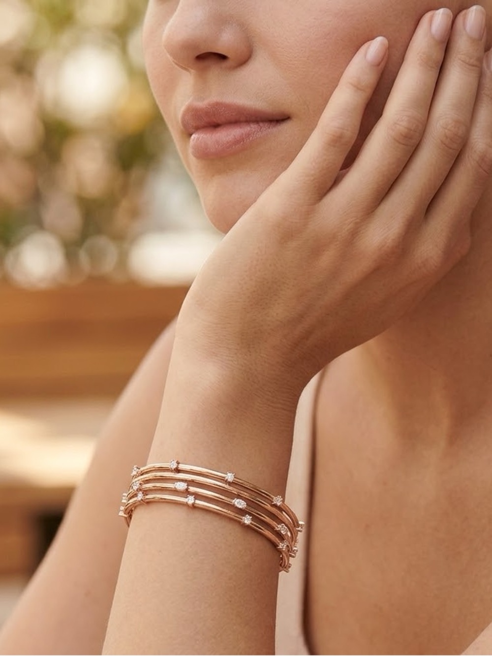 ATELIER SWAROVSKI X PENELOPE CRUZ MoonSun Rose Gold Tone Trio Bangle Set